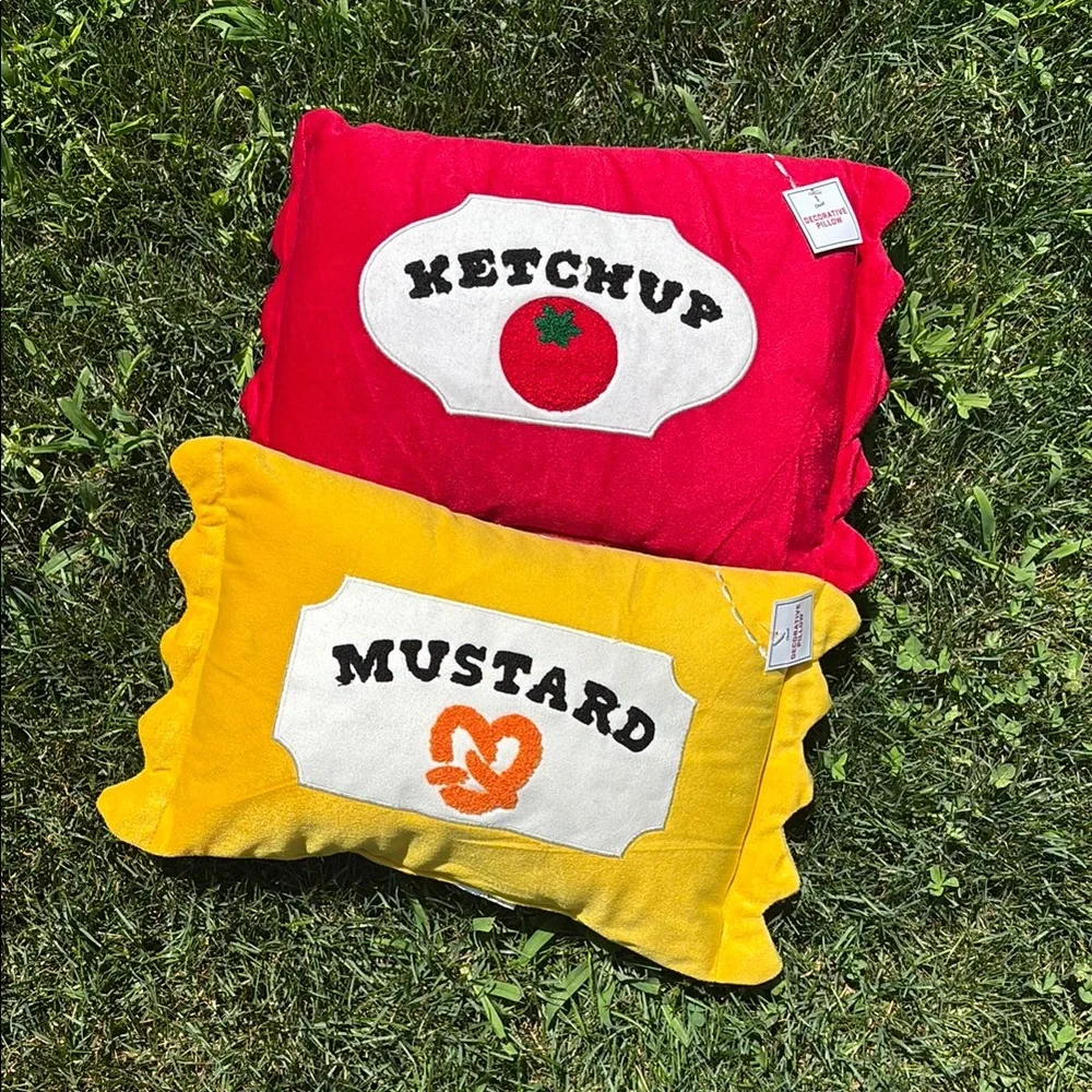 NWT Target Bullseye Ketchup and Mustard Decorative Pillows